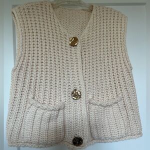 Chunky Knit Sweater Vest Cardigan